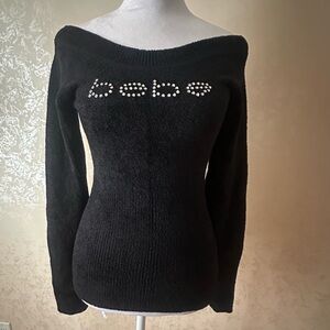 Bebe Elegant Black Off-Shoulder Sweater